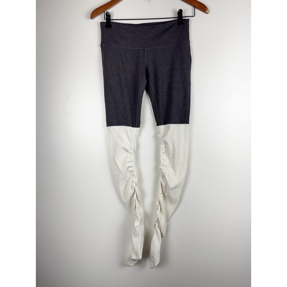 ALO Yoga Two-Tone Gray and White Ruched Leggings